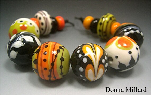 Handmade Lampwork Glass Beads Set Donna Millard Sra Lamp Work