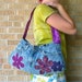 Upcycled Messenger Bag Purple Flowers Recycled Butt Bag