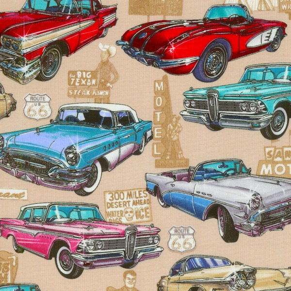 Fabric With Antique Cars On It - Antique Cars Blog