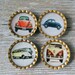 Volkswagen VW Magnet Set - 4 Bottle cap Magnets Bug Bus Splitty Beetle - Recycled Upcycled