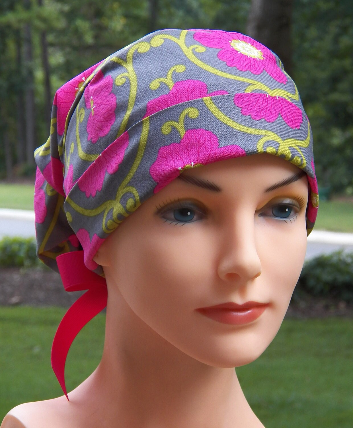 Surgical Scrub Cap or Cancer Hat Perfect Fit Tie Back with