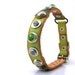 Leather Cat Collar Two Tone Green with Rhinestones, Size XS/S, 8-10in Neck, EcoFriendly, Unique, OOAK