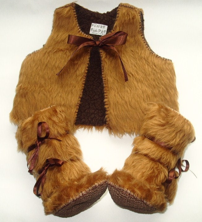 Baby Photo Prop Beige Fur Baby Set Vest Fur by funkyshapes