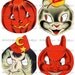 Vintage Halloween 1950s Masks from old greeting card - Digital Download 309 - by Vintage Bella