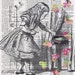 Alice in Wonderland / Antique Book Page Prints/ Alice looks behind curtain with pink hearts, buy 3 get 1 FREE. OOAK, affordable art