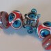 Handmade glass beads-lampwork beads-loose beads-set in Cherry red -turquoise-ivory and tan -SRA