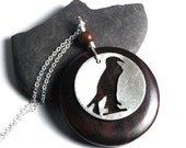 Falcon Necklace - Wood pendant - sterling silver pendant - Egyptian Horus