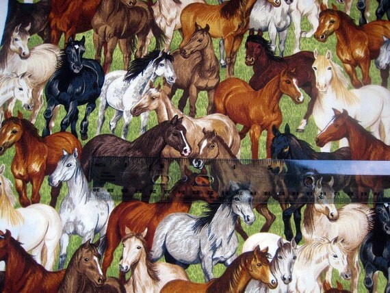 Gymkhana Horse Herd Cotton Quilting Fabric Makower UK