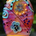 Focal bead , lampwork focal glass bead pink shimmer with murrini , glass beads by Beadfairy Lampwork