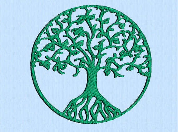 Tree of Life in a circle machine embroidery design file with