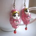 SALE Sugar Pink Russian Doll earrings - ceramic beads - handmade