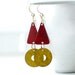 Funky Metal Earrings, Distressed Painted Tin, Rustic Earrings, Boho Jewelry, Mustard Yellow, Brick Red, Jewelry Under 25, Statement Earrings