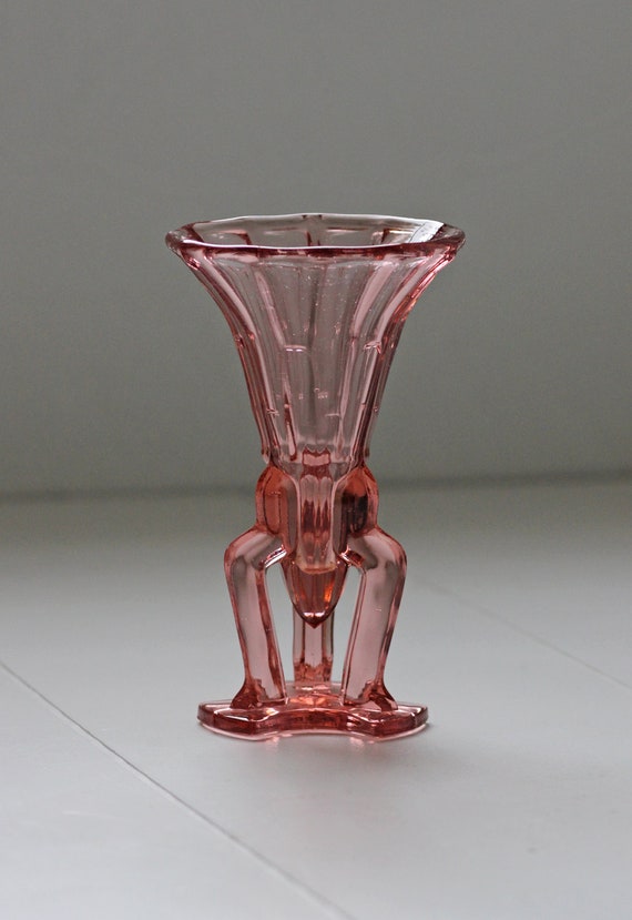 Pink Depression Glass Flower Vase
