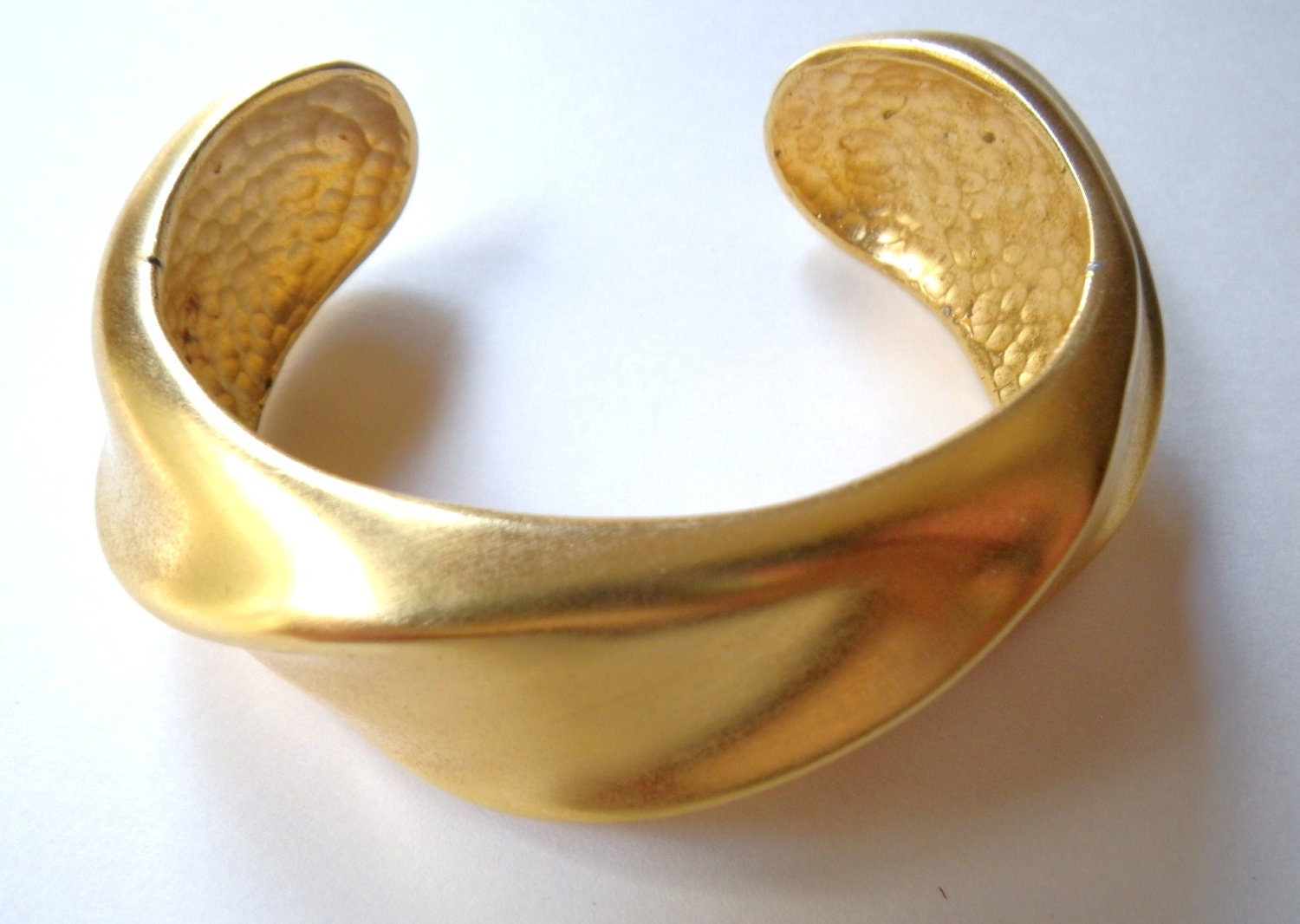 Gold Bracelet Cuff Vintage 80s Big Avant Garde by BrickCity