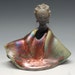 Buddha Statue in a Folded Copper Red Green Raku Wabi Sabi Style Robe