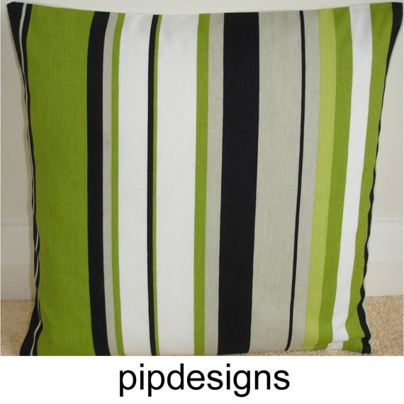 16x16 Pillow Cover Decorative Throw Lime Green Black White