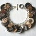 Button Charm Bracelet 1970s Mink and Chocolate Brown