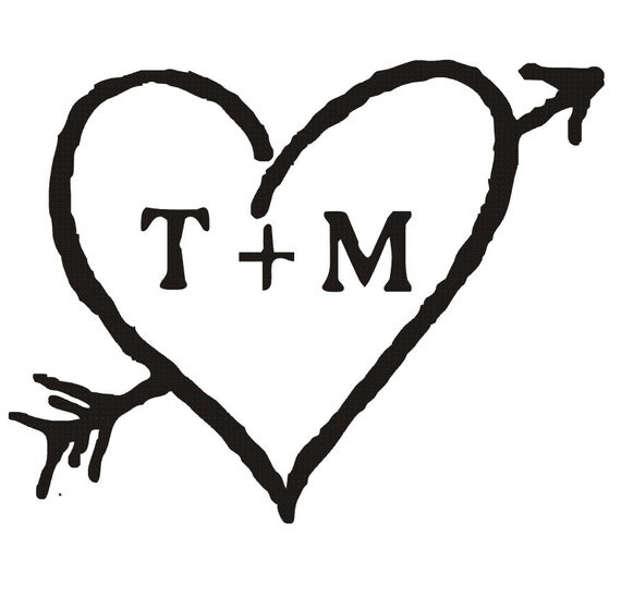 Heart with Initials Custom Clear Block Stamp Personalized