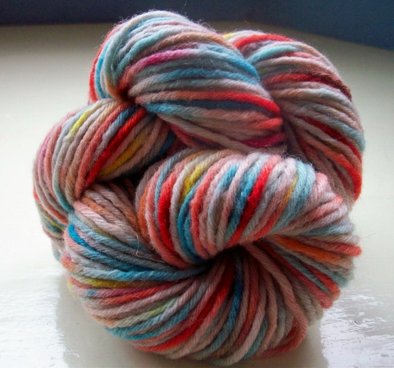 Hand painted pure wool yarn 50g  turquoise blue by SpinningStreak