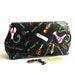 Makeup Bag Travel Pouch Laminated Flat bottom, Zipper Closure, Large -Black Pink Orange White Clippity Doo