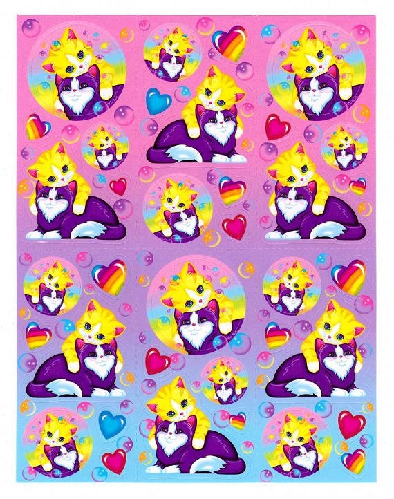 Lisa Frank Bubble Kittens Sticker Sheet Reprint