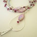 Beaded Breakaway ID Lanyard, Soft Pink Gold Markings Beads, Pendant with Badge Holder