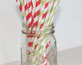 Christmas Striped Paper Straws - Red and Green or choose any color combination Il_170x135