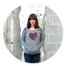 The Rebound - womens sweatshirt - fall fashion - heart in stitches on heather gray eco-fleece pullover - S/M/L/XL