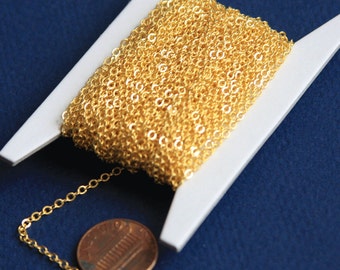 10ft of gold Plated chain 2mm tiny flat solder cable chain