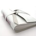 White Leather Journal and Sketchbook in Embossed White Leather with Lavender Accents
