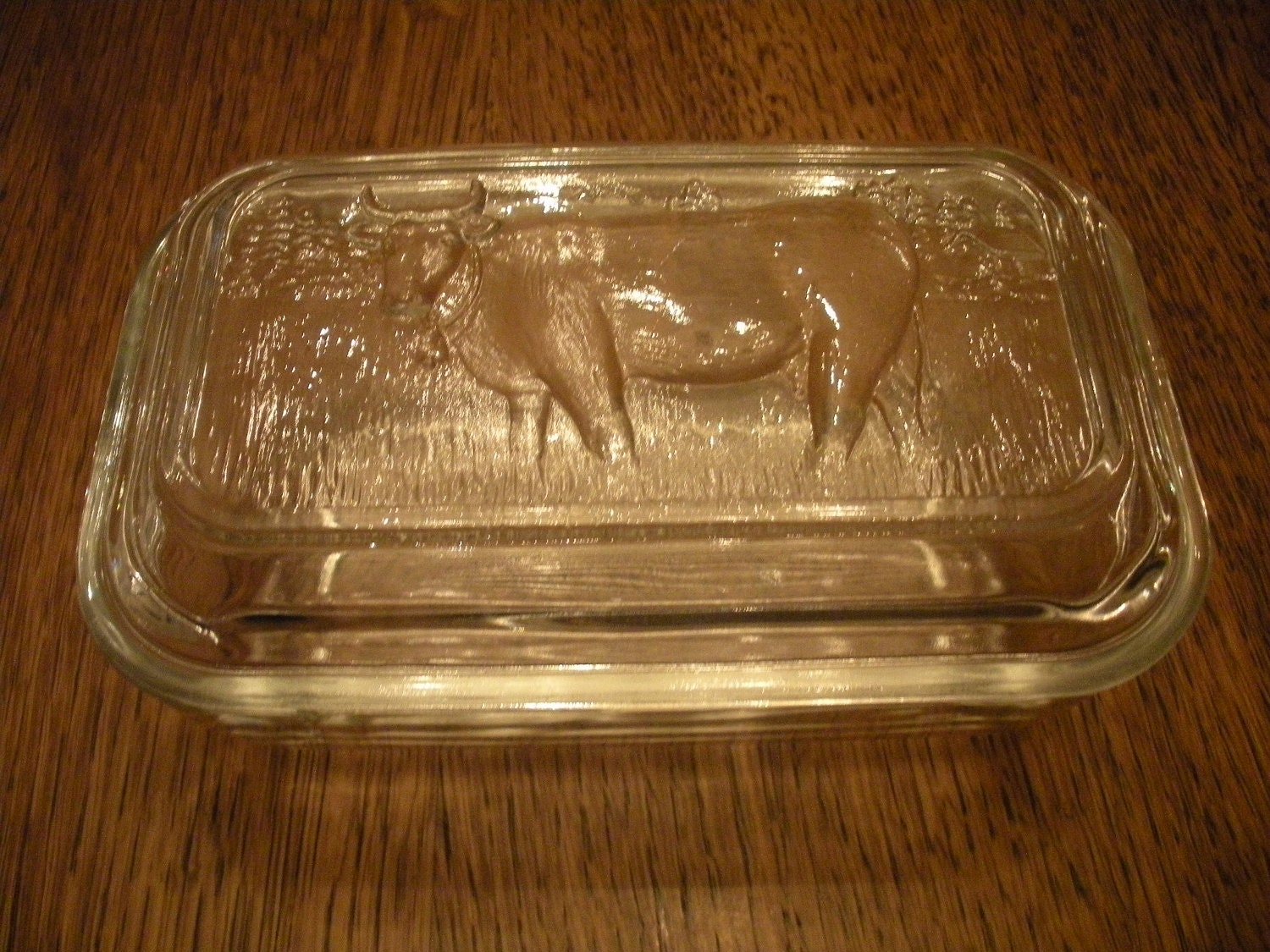 Cool Clear Glass Cow Covered Butter Dish