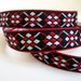 3 yards ARGYLE TARTAN Jacquard trim in red, white on black . Red edges. 5/8 inch wide. 630-A