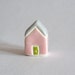 Tiny Cottage Pink gray grey lime green miniature little clay house collectible terrarium decor