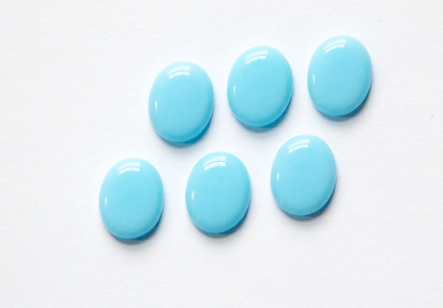 Vintage Opaque Light Blue Glass Cabochons 10x8mm By Yummytreasures