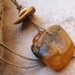 Raw Baltic Amber Pendant with Handwoven Linen Cord and Fossil Ivory