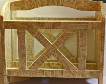Decoupaged Newspaper Holder Vintage German Romance Novel