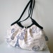 Extra large Canvas granny bag, Paris Navy and off-white - Ready to ship
