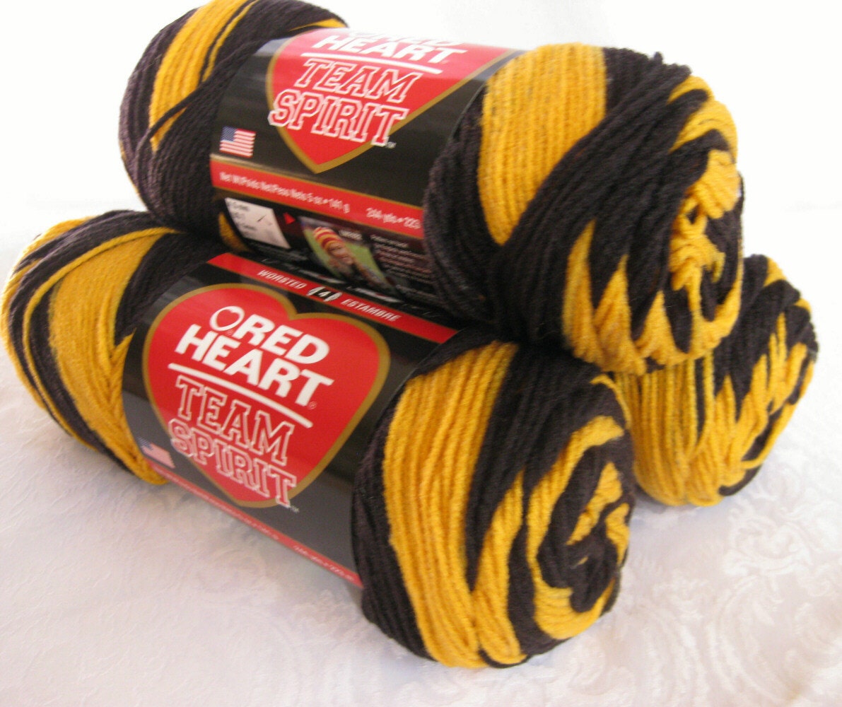 Red Heart Super Saver Team Spirit yarn GOLD BLACK by crochetgal