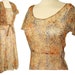 Vintage 30s Dress Floral Chiffon Flutter Sleeve Capelet Bolero 2 Piece Set S XS