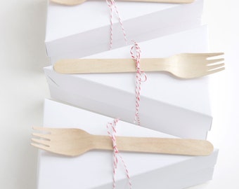 50 DELUXE LIDDED 2 - Pc White Wedge-Shaped Pie Box Kits with FORKS
