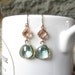 Sparkle Drop Earrings - Dangle Earrings, Wedding Jewelry, Bridesmaid, Bride, Champagne and Prasiolite, Green- Glass Earrings