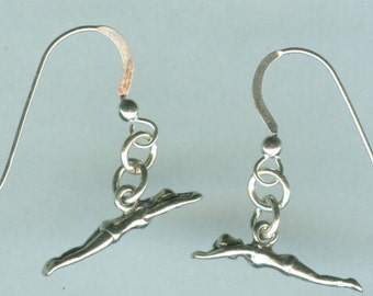 Sterling Silver SWIMMER Earrings - French Earwires