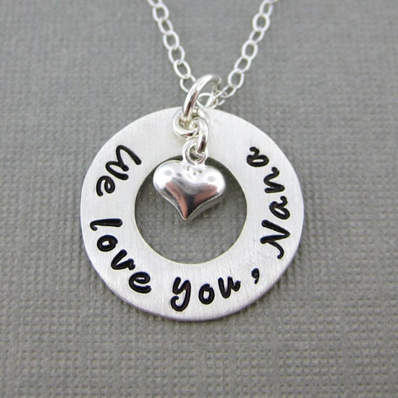 We love you Nana necklace Hand stamped message jewelry