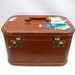 Vintage 1940s Suitcase Leather luggage Train Case small size overnight bag travel case