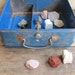 vintage c. 1940s-50s blue metal lunch box with rusty patina