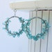 Apatite Hoops, Blue green apatite wrapped on aluminum dangle hoops SALE