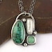 Reduced - Chrysocolla Pearl and Chrysoprase - Stone and Sterling Silver Pendant
