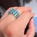 Tear drop beaded ring made with miyuki drop seed beads blue and green