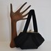 1940s purse / Draped Pleated Vintage 40's Black Bag Gold Kiss Lock Frame