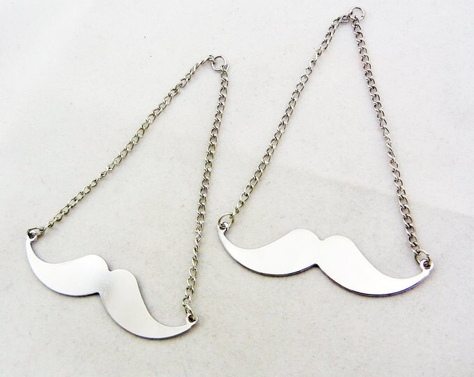 Pair of Silver-tone Moustache Charms on Chains